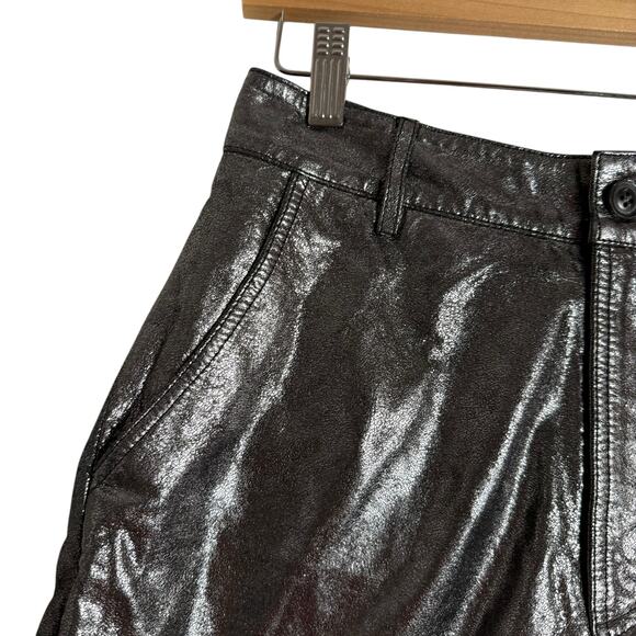 ba&sh Elric Silver Metallic Leather Mid Rise Shorts Size Small - Picture 9 of 16